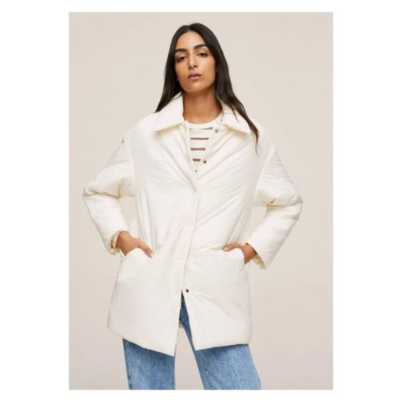 NEW Mango Olaf Water Repellent Jacket S Cream - Picture 1 of 9